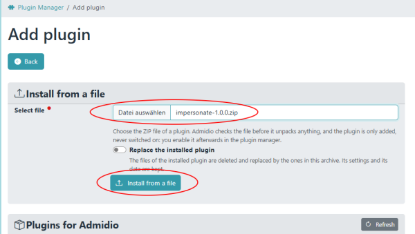 Schaltfläche zum Hinzufügen eines Plugins im Plugin-Manager Schaltfläche zum Hinzufügen eines Plugins im Plugin-Manager