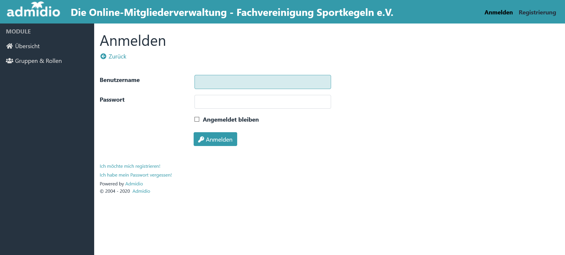 nachdem auf Gruppen & Rollen geklickt wurde